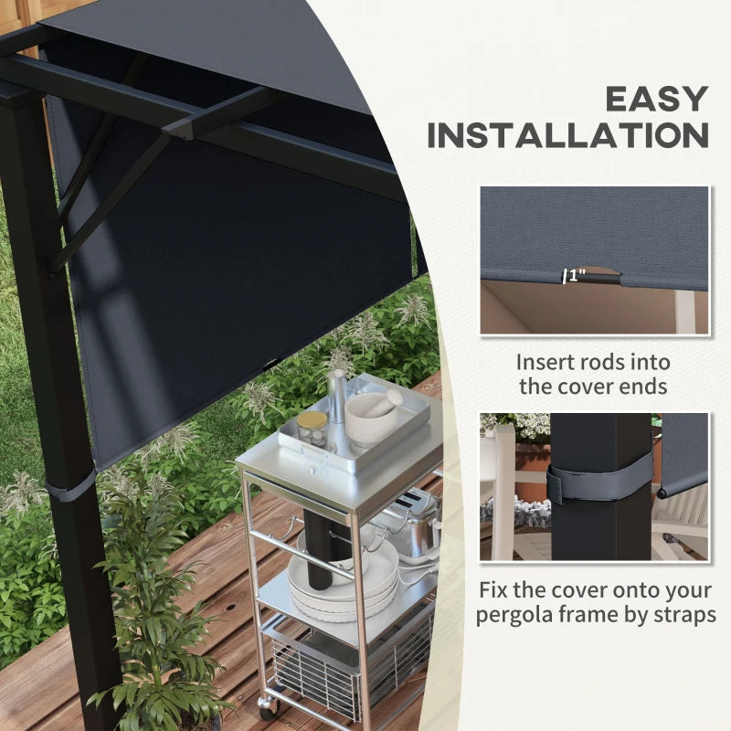 Outsunny 2-Pack Dark Grey Pergola Replacement Canopy with UV Protection - Easy-to-Install Shade Cover for 3m x 3m Pergola - ALL4U RETAILER LTD