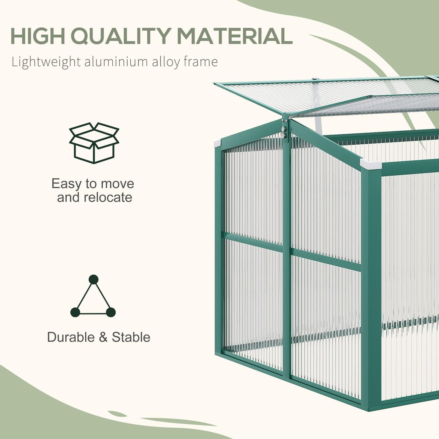 Outsunny Aluminium Cold Frame Greenhouse Planter with Openable Top 130x70x61cm - ALL4U RETAILER LTD