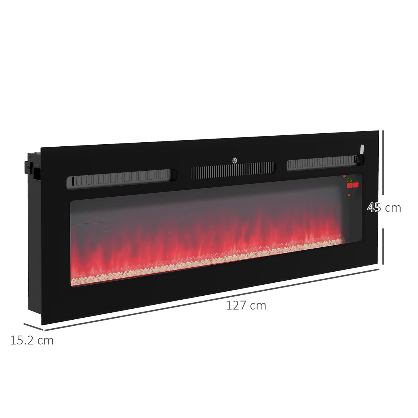 HOMCOM 127cm Wall Mounted Electric Fireplace, 2000W, Remote Control, 9 Flame Colour, Black - ALL4U RETAILER LTD