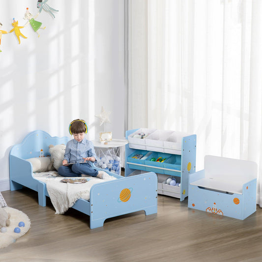ZONEKIZ 3PCs Kids Bedroom Furniture Set W/ Bed Toy Box Storage Unit, Space, Blue - ALL4U RETAILER LTD