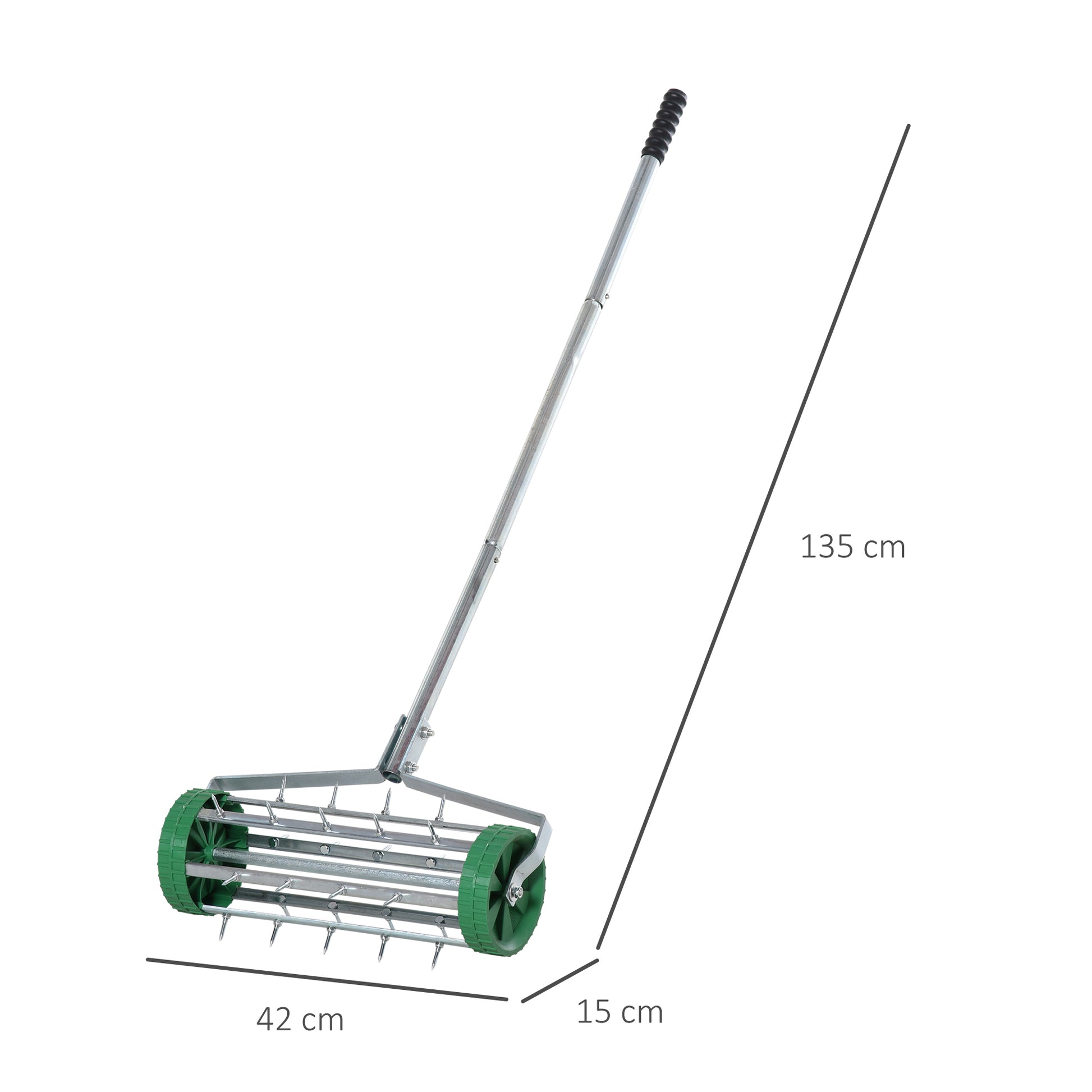 Outsunny Heavy-Duty Steel Lawn Aerator with Adjustable Handle and Rolling Spikes - ALL4U RETAILER LTD