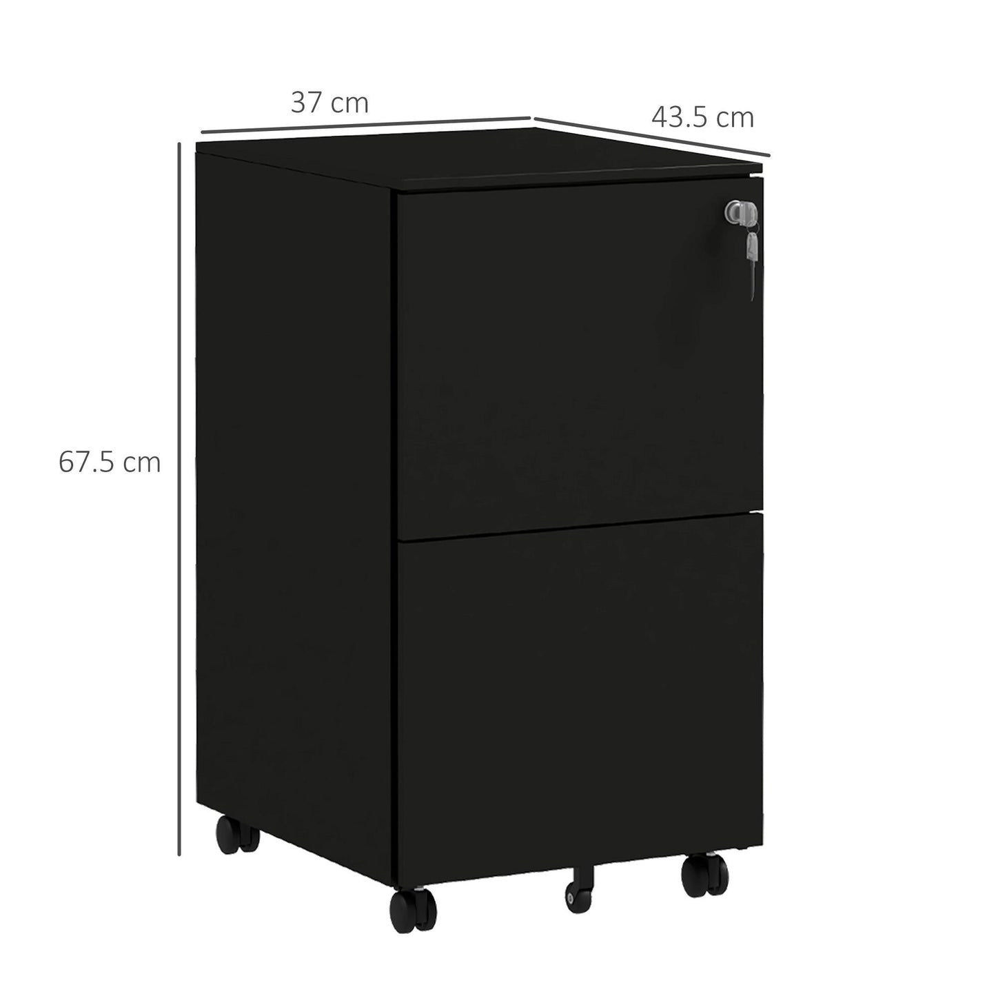 Vinsetto 2-Drawer Vertical Filing Cabinet, Steel Mobile File Cabinet with Lock - ALL4U RETAILER LTD