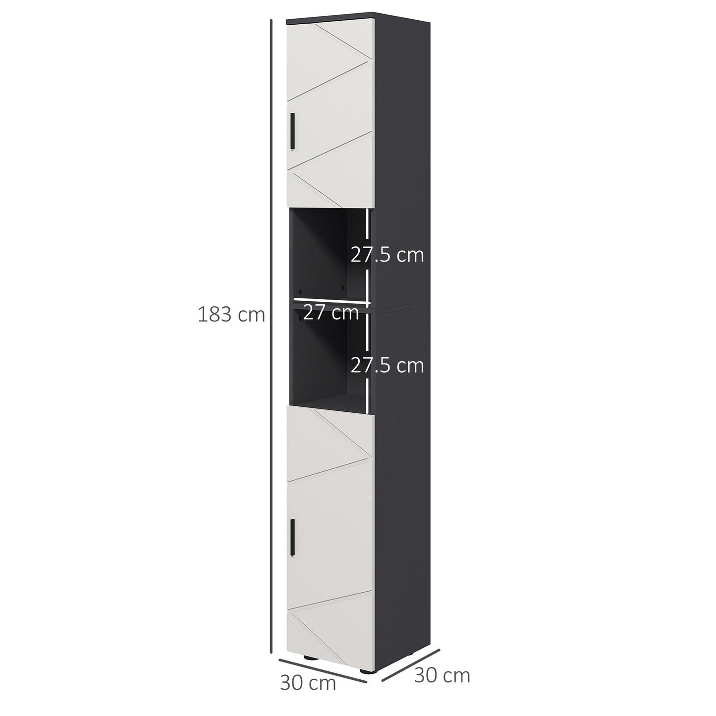 kleankin Tall Bathroom Storage Cabinet, Slim Bathroom Cabinet with Soft Close - ALL4U RETAILER LTD