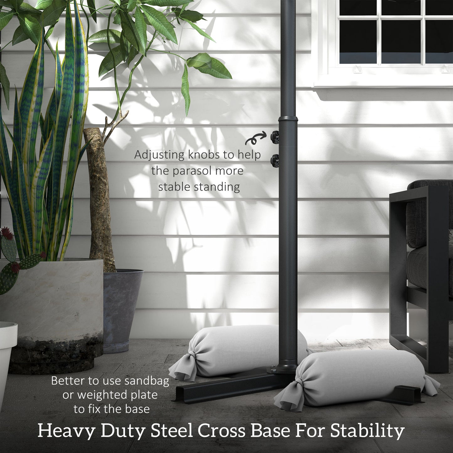 Outsunny 3m Cantilever Umbrella with Solar-Powered LED Lights and Crank Handle for Garden Shade - ALL4U RETAILER LTD