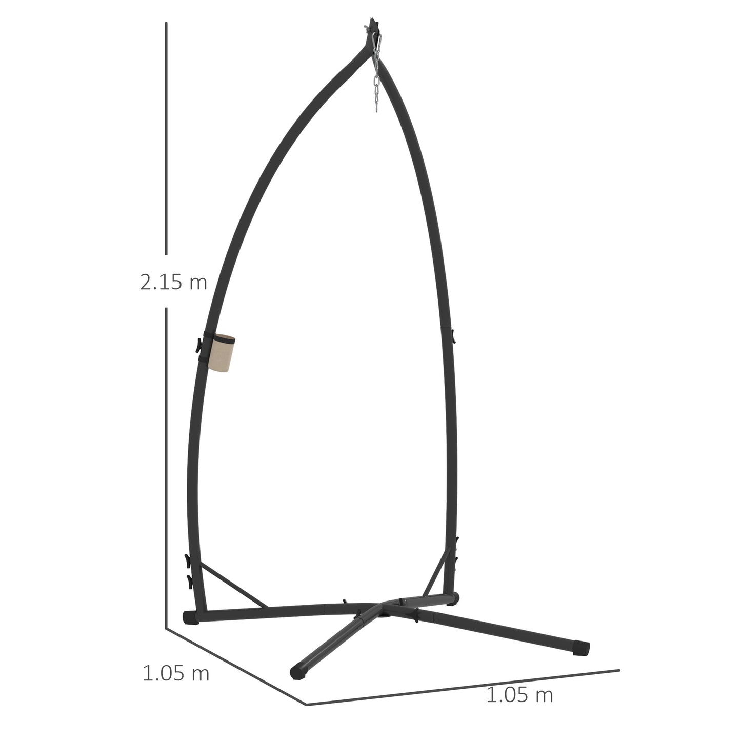 Outsunny Hammock Chair Stand Heavy Duty Steel Egg Swing Frame With X Shape Base Indoor Outdoor 150 Kg Black