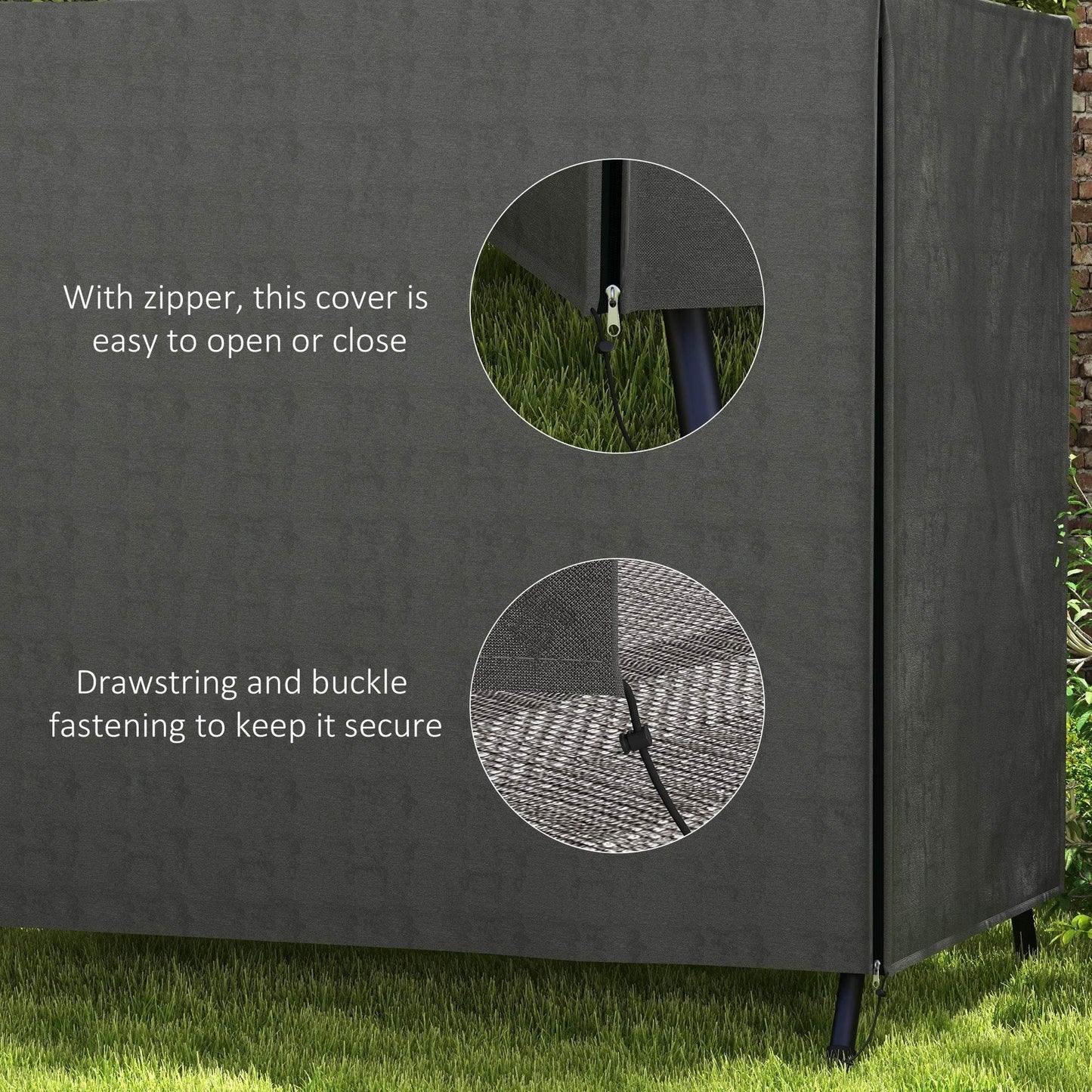 Outsunny Durable Dark Grey 600D Oxford Waterproof Swing Chair Cover with UV Protection - 177L x 114W x 152H cm - ALL4U RETAILER LTD