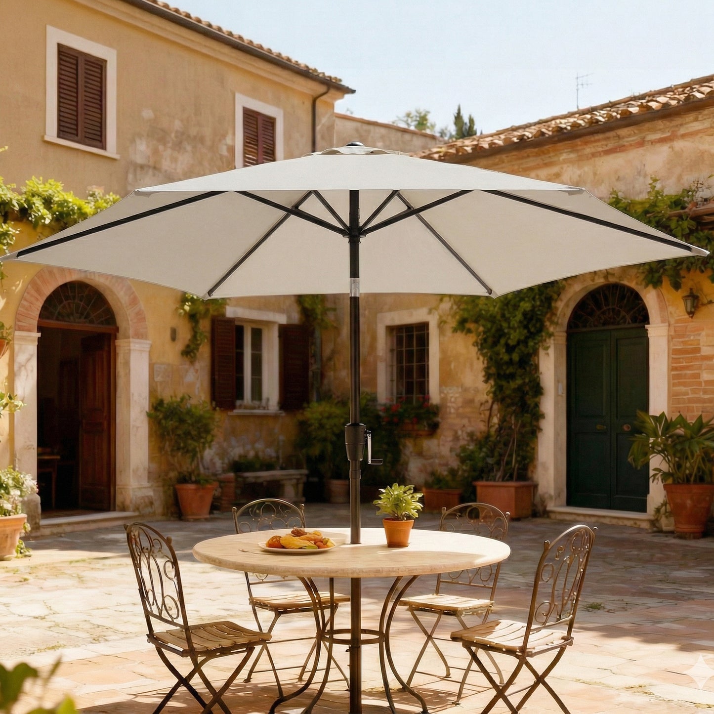 Outsunny 2M Garden Parasol Umbrella With Crank Handle Tilt Function UV 30 Plus Protection For Outdoor Patio Table