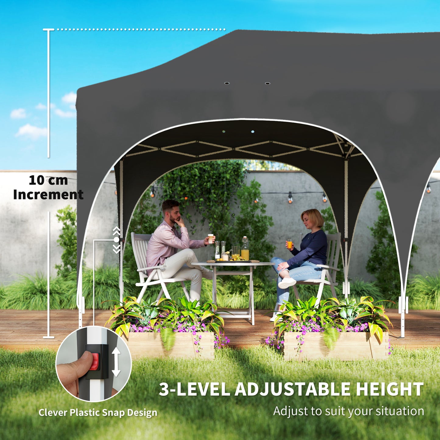 Outsunny 3x6m Pop Up Gazebo Shelter With Sides 6 Sandbags Peak Top Garden Party Tent Marquee Carry Bag Dark Grey