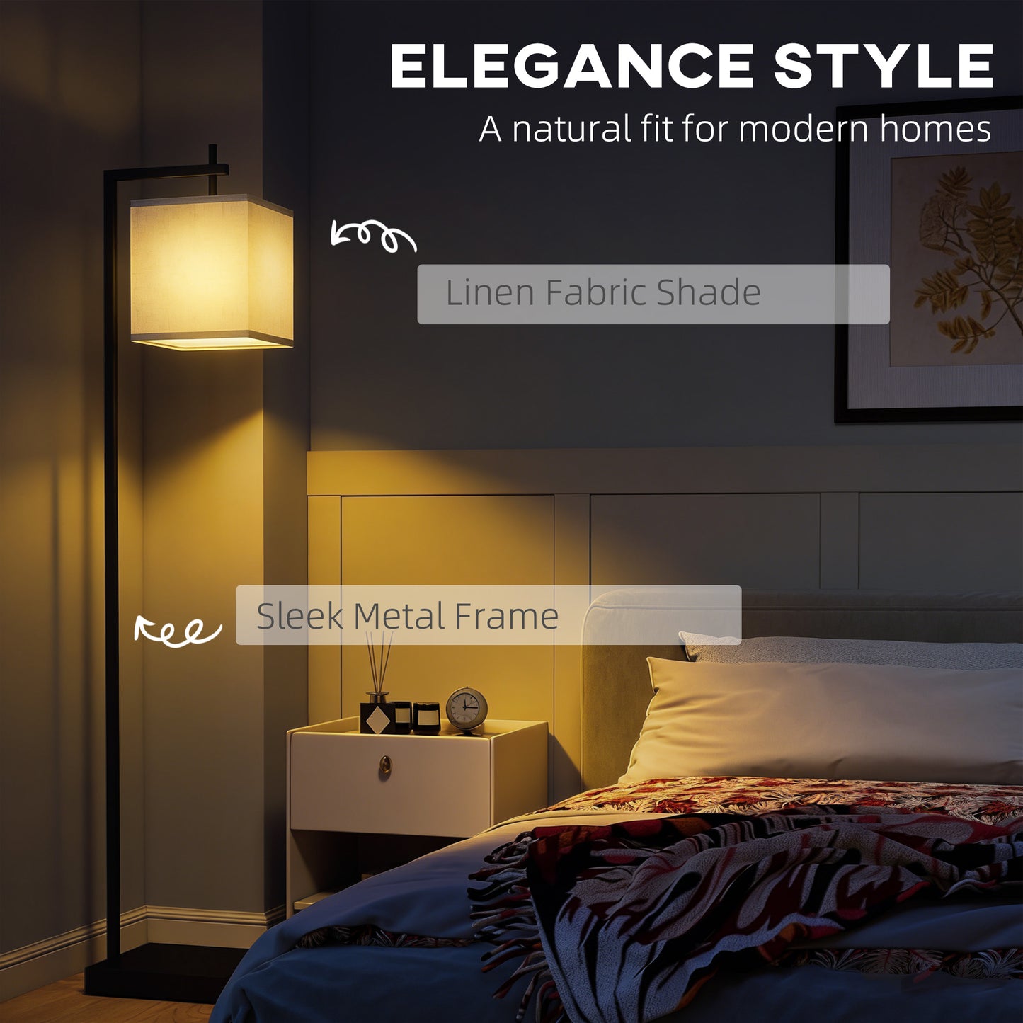 HOMCOM 66 Inch Floor Lamp With Adjustable Colour Temperatures And 10 Brightness Levels Remote And Foot Switch