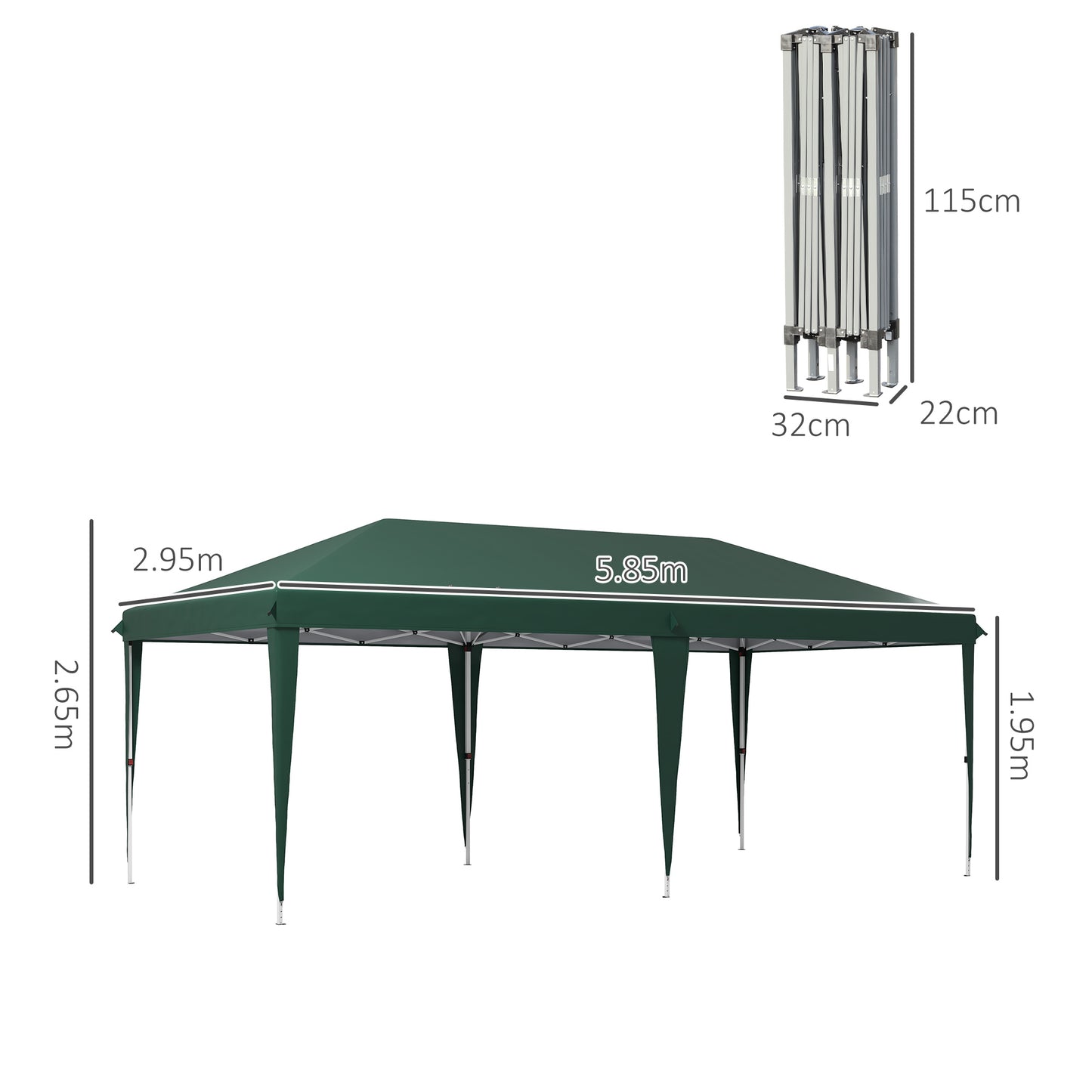 Outsunny 6 x 3 m Pop-Up Gazebo With Steel Frame Green Outdoor Shelter For Garden Parties