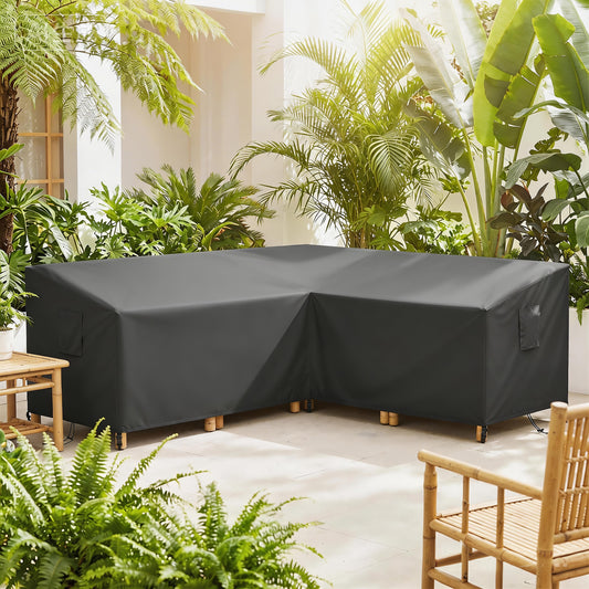 Outsunny V Shaped Patio Furniture Cover Waterproof Outdoor Sectional Sofa Cover Anti UV Air Vent Black 216x216x78 cm