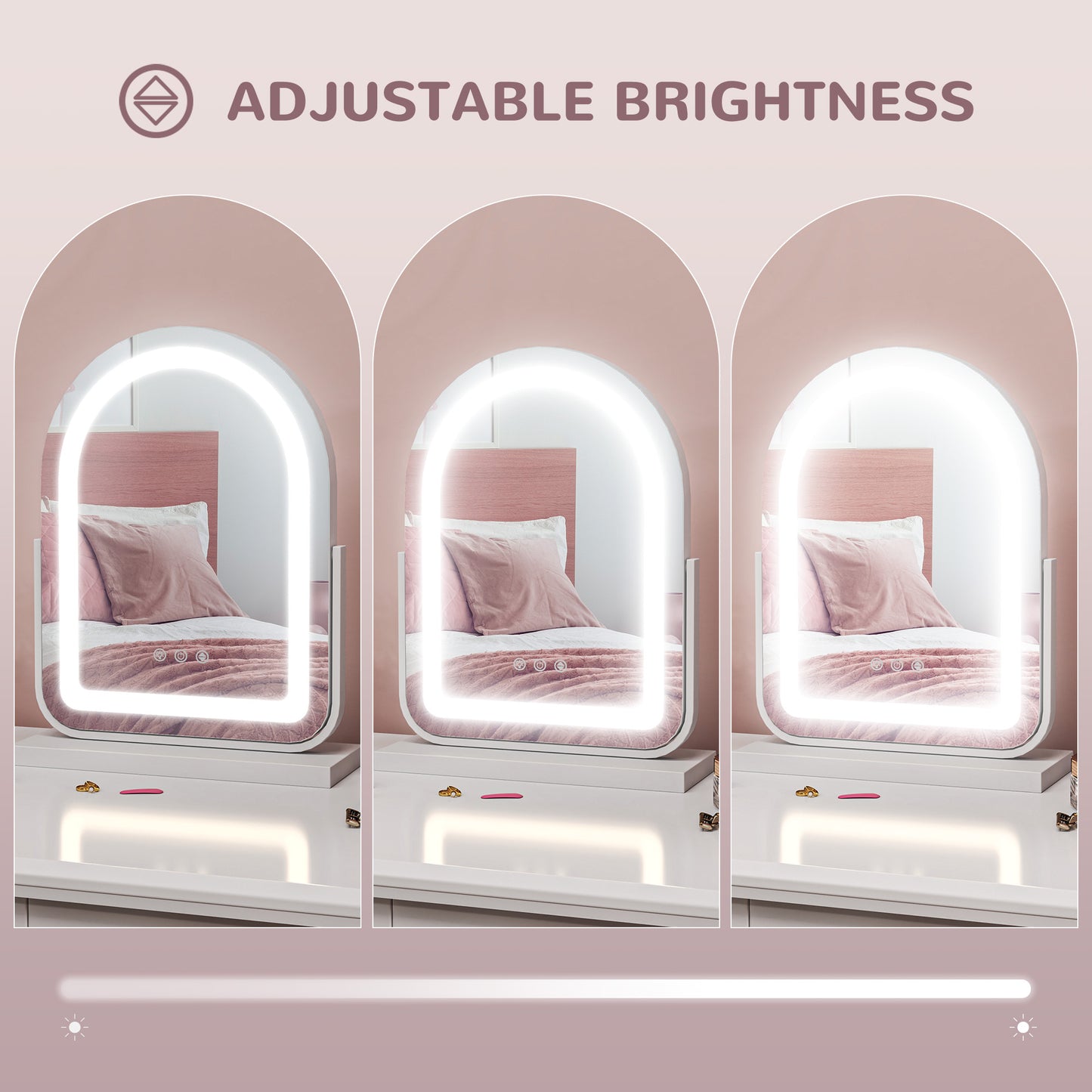 HOMCOM 33 x 44.5cm LED Vanity Mirror White With Adjustable Lighting For Day To Night Grooming