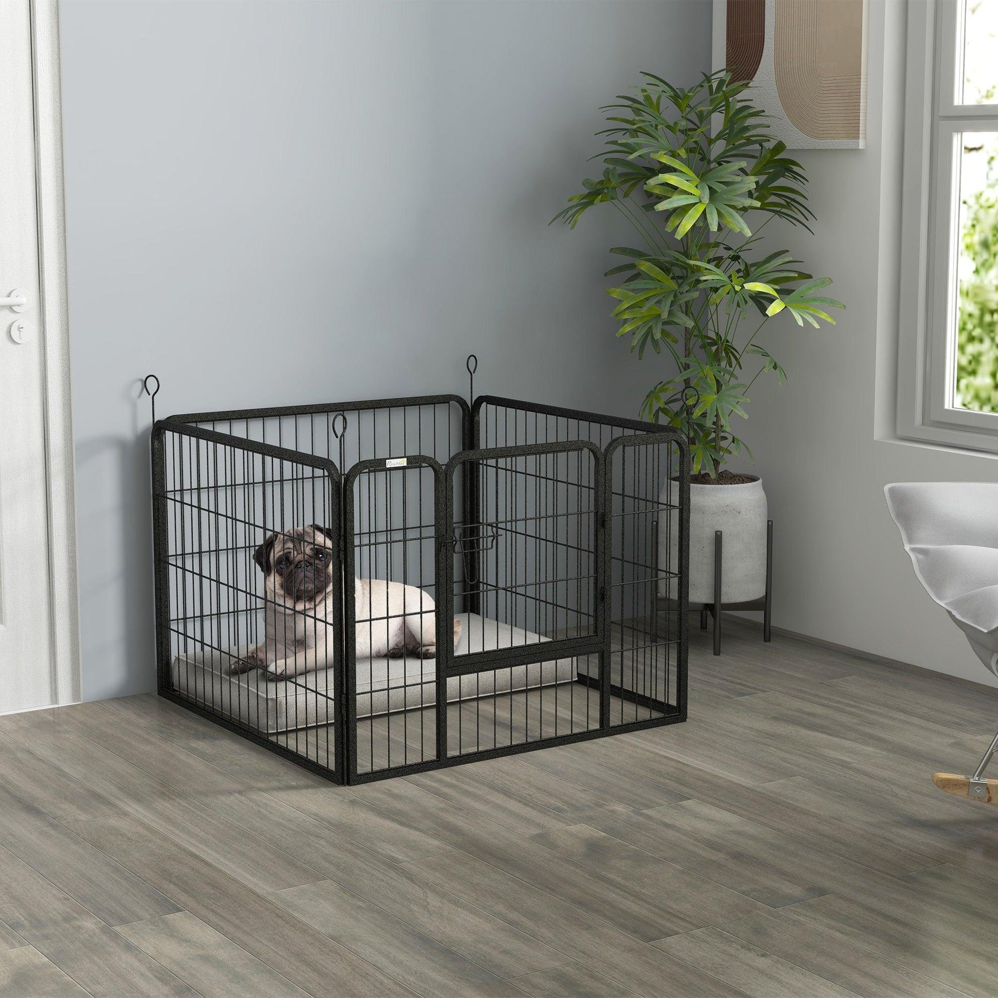 PawHut Foldable Heavy Duty Dog Playpen 4 Panel - Indoor/Outdoor - 82x82x60 cm - ALL4U RETAILER LTD