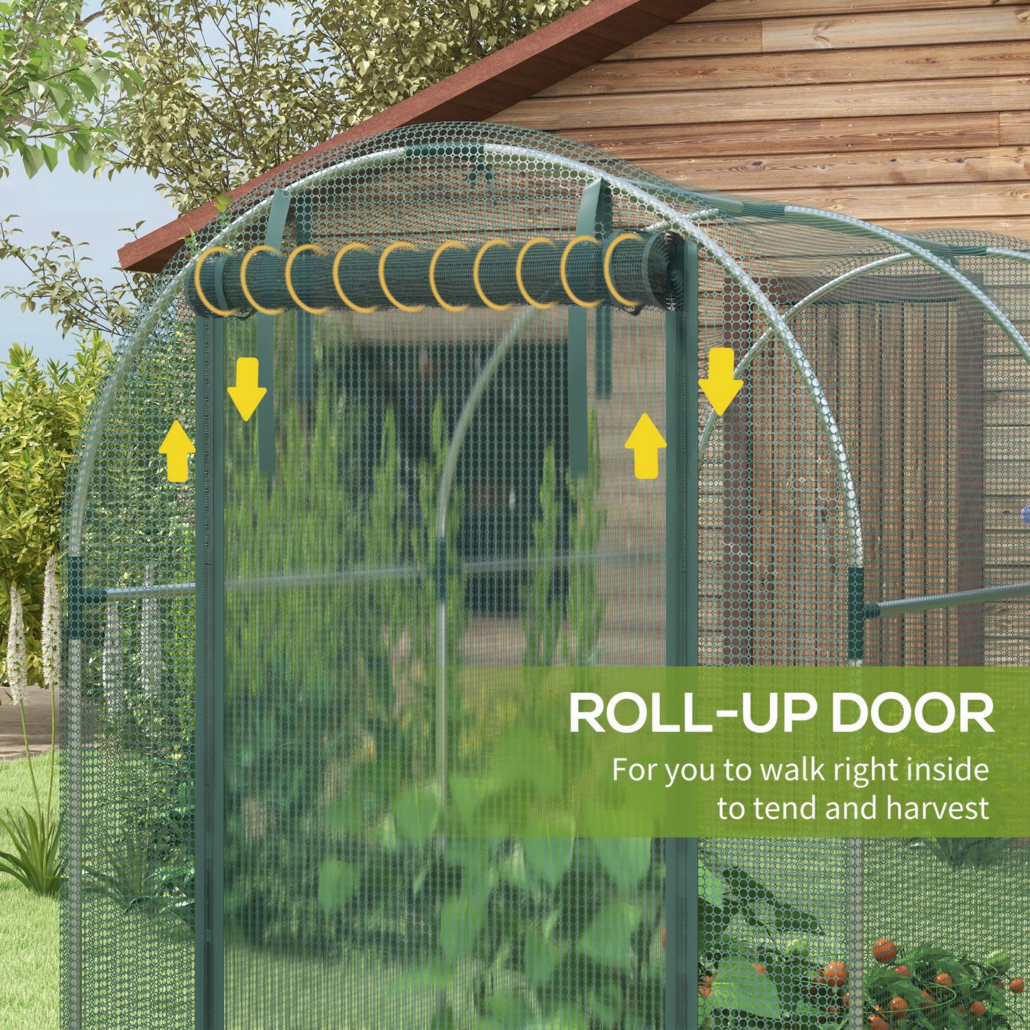 Outsunny 240 x 120cm Mini Polytunnel Greenhouse With Galvanised Steel Frame And Mesh Cover