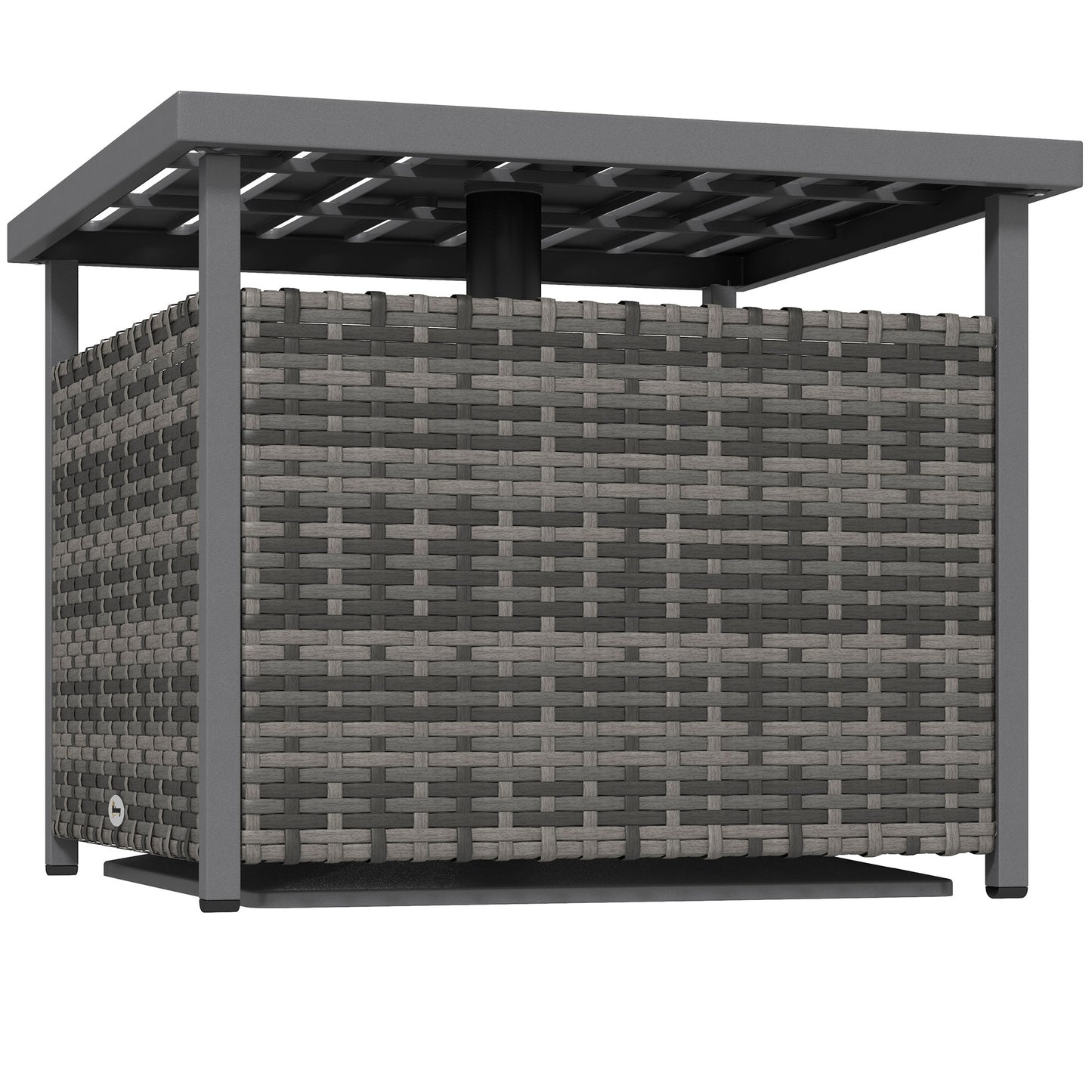 Outsunny Outdoor Rattan Wicker Coffee Table With Umbrella Hole And Under Table Storage For Garden Patio