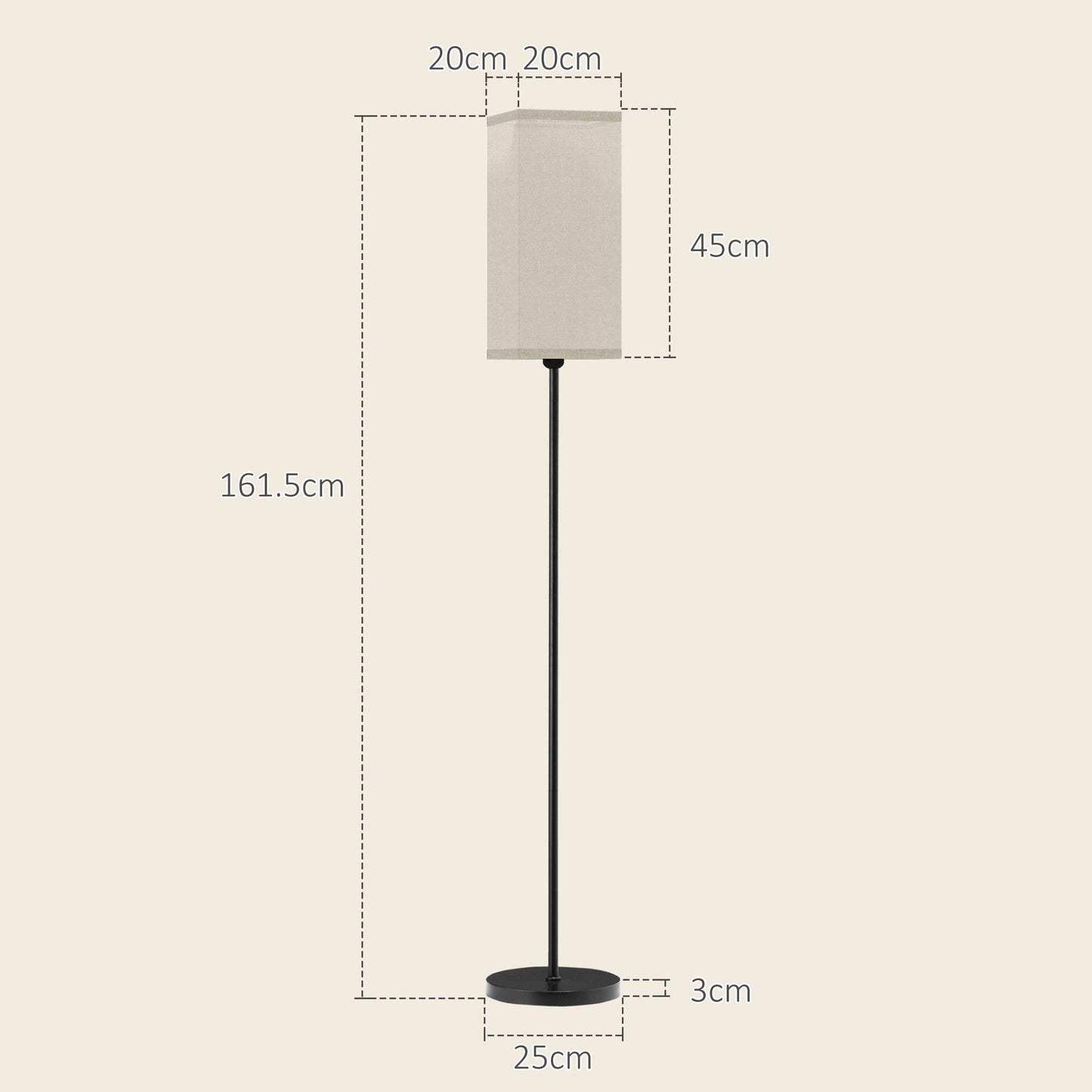 HOMCOM Elegant Tall Floor Lamp with Foot Switch, Modern Linen Shade for Living Room and Bedroom, Black - ALL4U RETAILER LTD