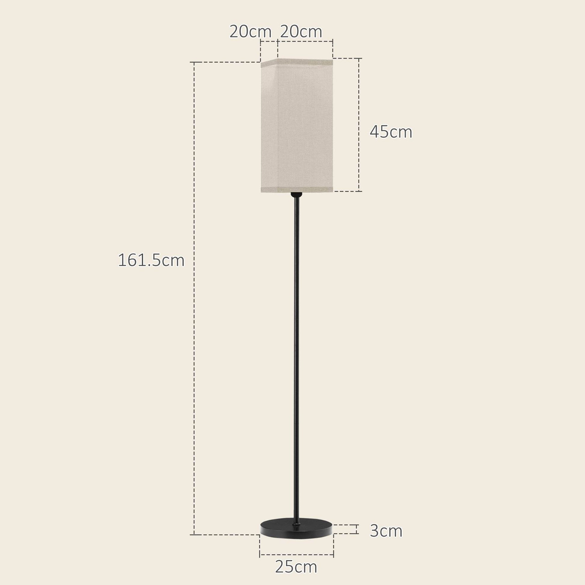 HOMCOM Elegant Tall Floor Lamp with Foot Switch, Modern Linen Shade for Living Room and Bedroom, Black - ALL4U RETAILER LTD