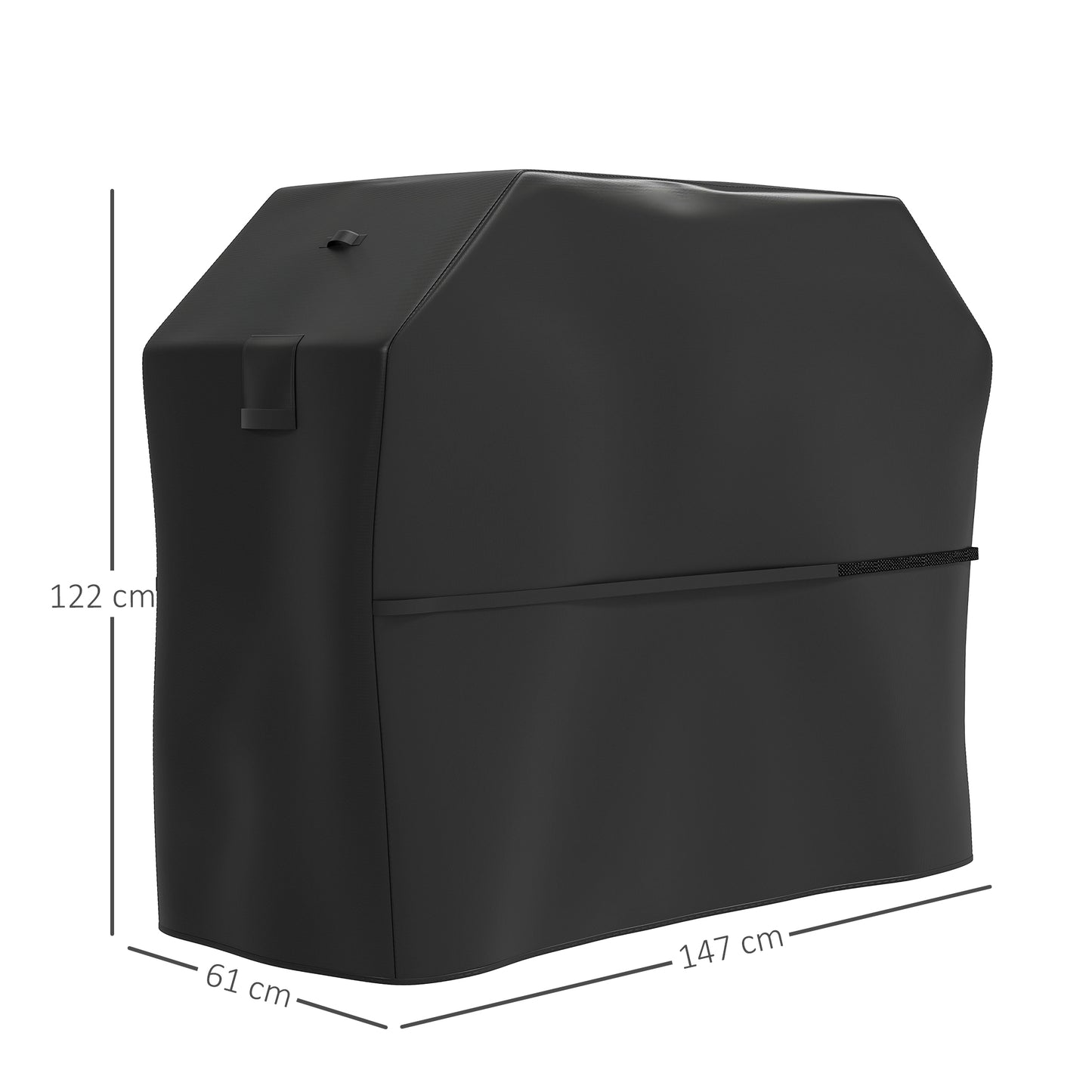 Outsunny Rectangular Gas Grill Cover 600D Oxford Fabric Waterproof Windproof With Hooks 147 x 61 x 122 cm Black