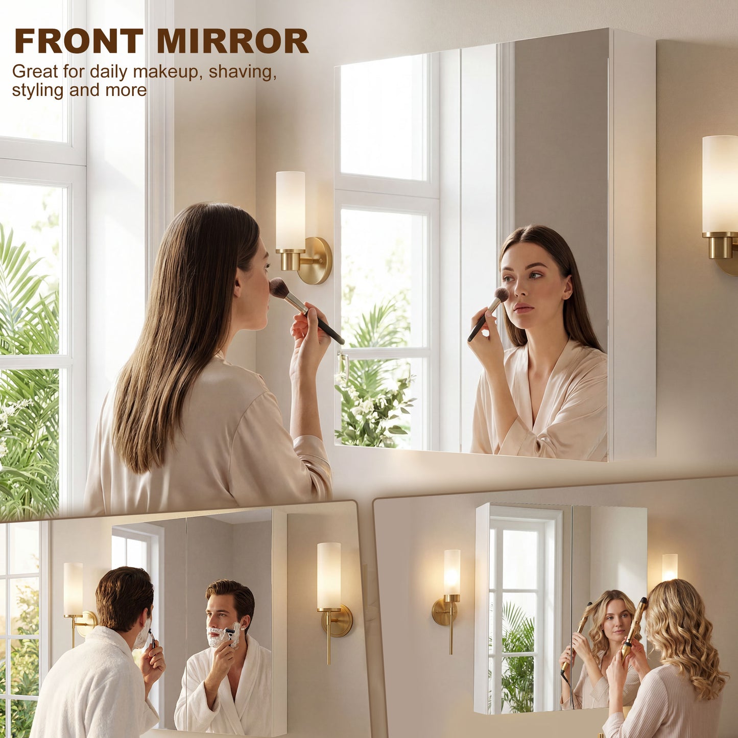 HOMCOM White Wall Mounted Bathroom Mirror Storage Cabinet With Door And Adjustable Shelf