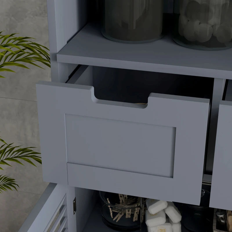 Kleankin Three-Part Bathroom Storage Unit - Grey, Includes Shelf, Drawers & Cupboard: Optimize Your Bathroom Organization - ALL4U RETAILER LTD