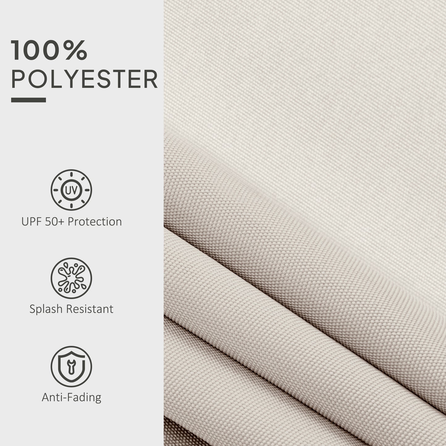 Outsunny 3 x 2.5 m Awning Replacement Canopy Cream White UPF 50+ Water Resistant Fabric