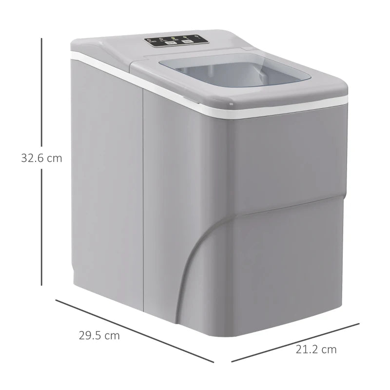 HOMCOM Self-Cleaning Ice Maker Machine with LCD Screen - 9 Ice Cubes Ready in 8 Mins, 12kg in 24Hrs, Silver - ALL4U RETAILER LTD