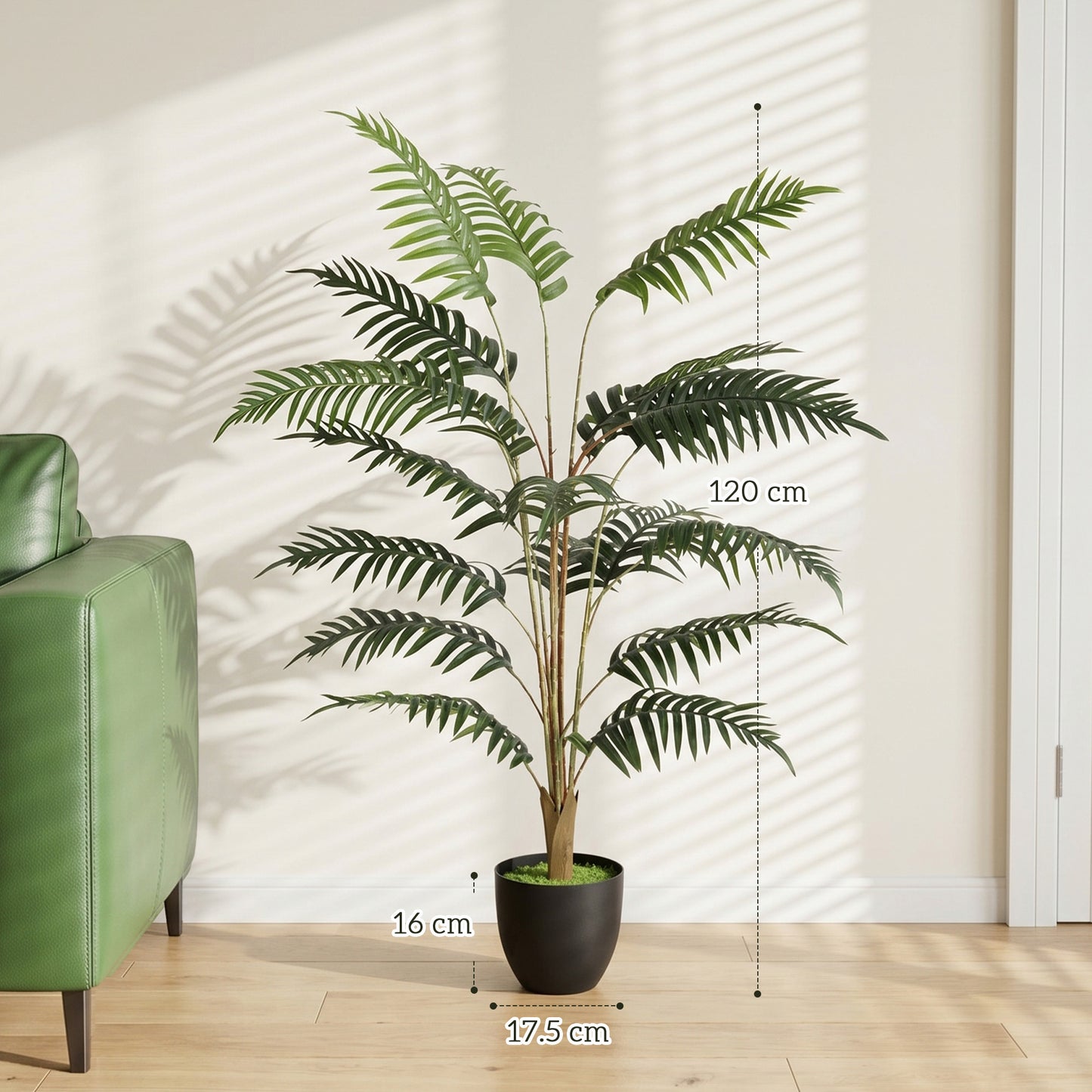 Homcom 120cm Tall Artificial Fern Topiary Tree In Cement Pot Realistic Faux Plant For Home Office Decor