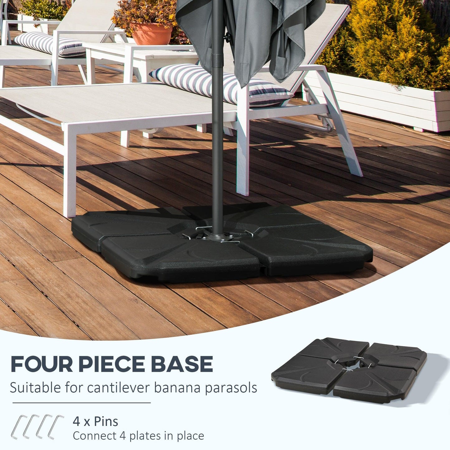 Outsunny Set of 4 Parasol Base Stand Weights - Banana Cantilever Umbrella - ALL4U RETAILER LTD