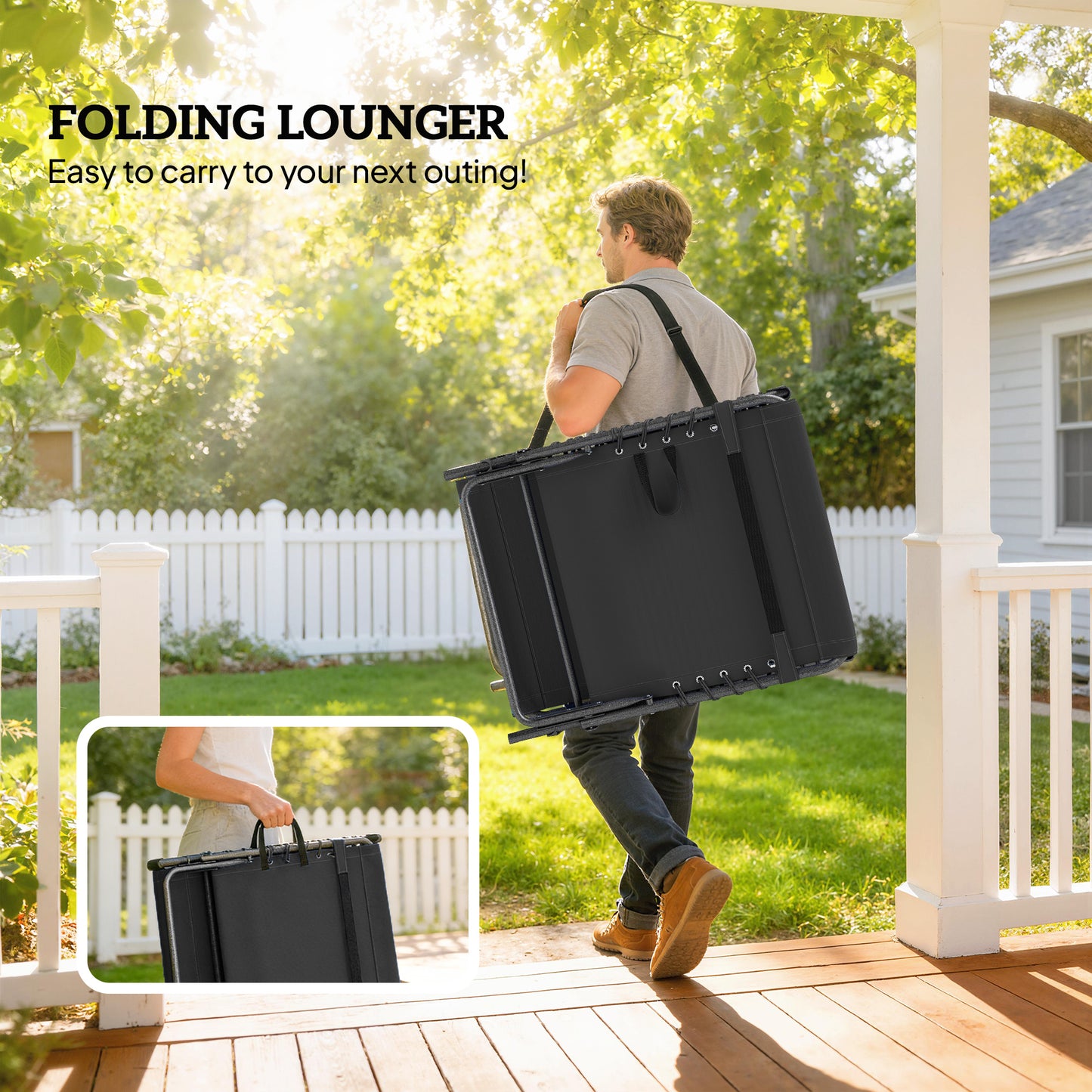Outsunny Five Position Reclining Sun Loungers Set Of Two In Black With Powder Coated Steel Frames And Removable Pillow