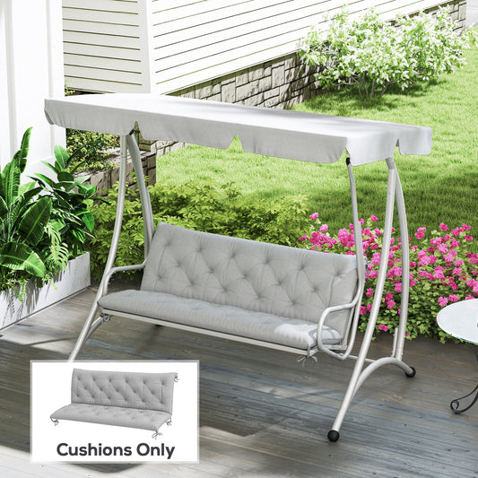 Outsunny Three Seater Bench Cushion Light Grey Outdoor Replacement Cushion For Metal And Wood Benches Splash Resistant