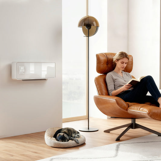 HOMCOM 2000W Ceramic Electric Space Heater With Fan And Adjustable Thermostat Wall Mounted White
