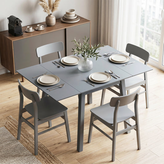 HOMCOM Solid Pine Wood Folding Dining Table Drop Leaf Expandable Rectangle Kitchen Table For Two To Four People