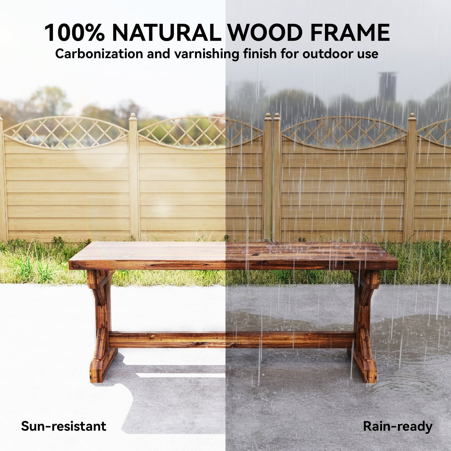 Outsunny Rustic Wooden Garden Bench Backless Outdoor Loveseat With X Shape Base For Porch Park Carbonized Finish