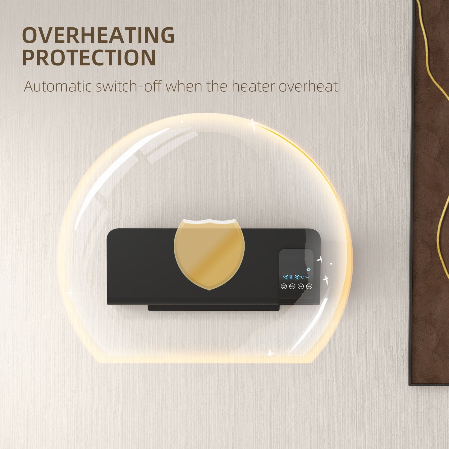 Homcom 2000W Wall Mounted Heater With 18 To 45 C Temperature Range Black Finish Included