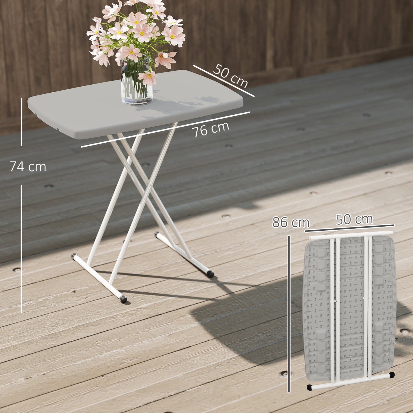 Outsunny Minimal Folding Outdoor Table For Camping And Picnics Grey And White Portable Lightweight