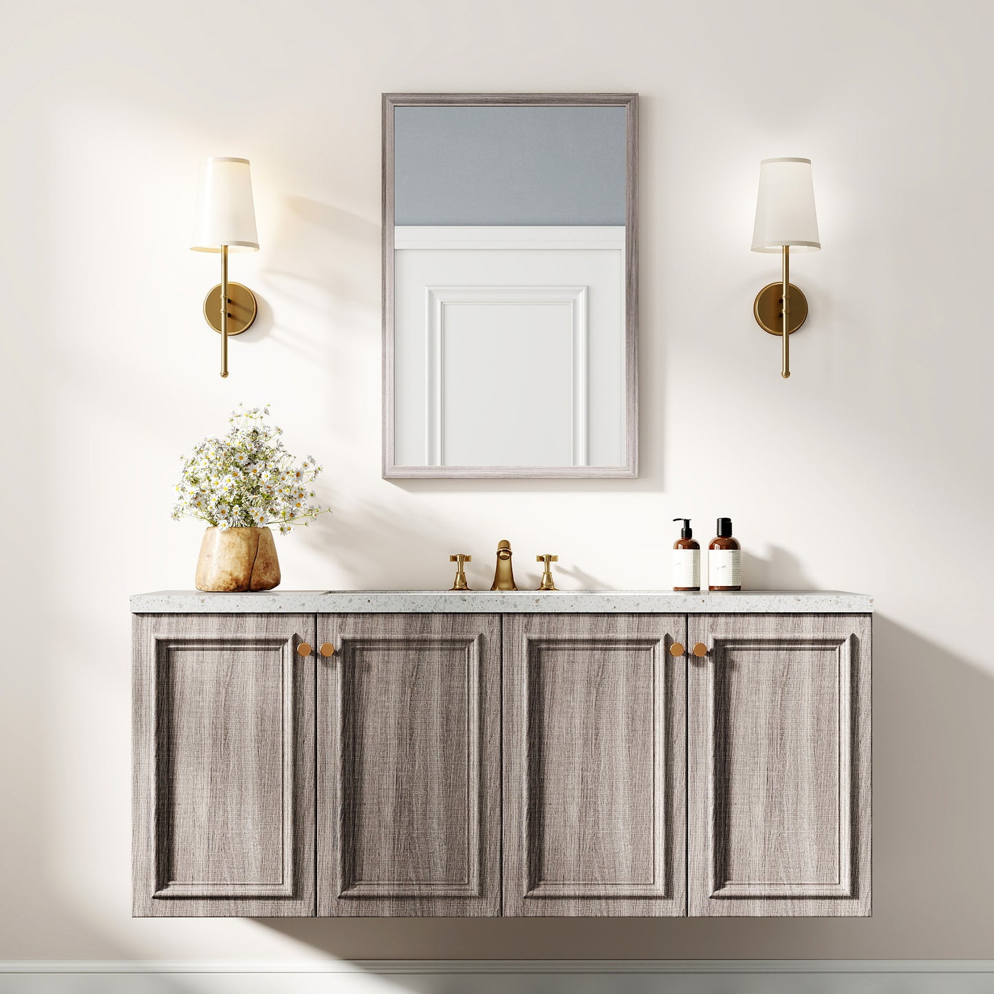 HOMCOM Wall Mounted Mirror 40 By 60 cm Grey For Bathroom Living Room Bedroom Hallway Rectangle Shatterproof