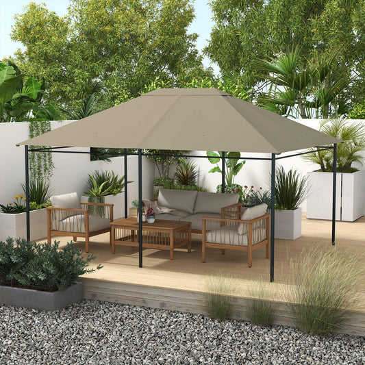 Outsunny 3 x 4m Gazebo Canopy Replacement Cover, Gazebo Roof Replacement (TOP COVER ONLY), Khaki - ALL4U RETAILER LTD