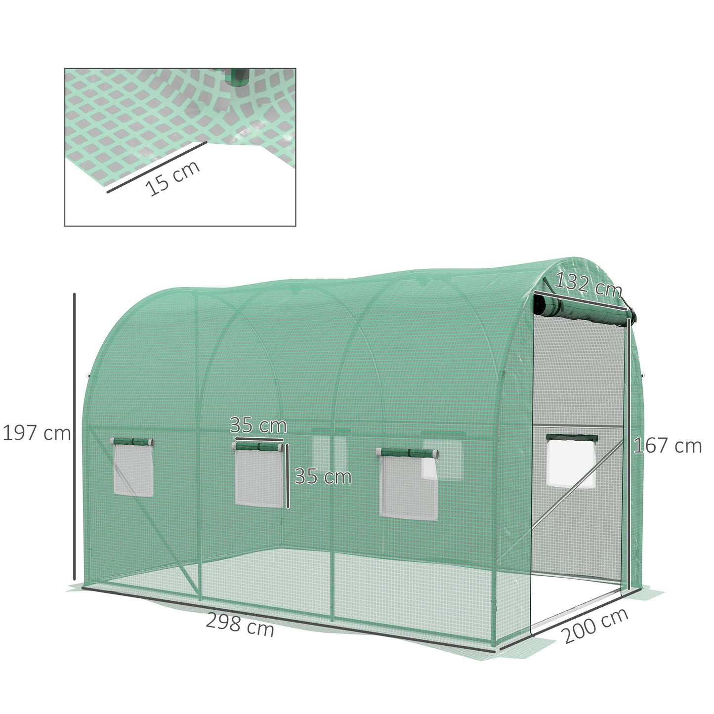 Outsunny 3x2m Walk-In Greenhouse with Integrated Sprinkler System and Sturdy Frame - Green - ALL4U RETAILER LTD