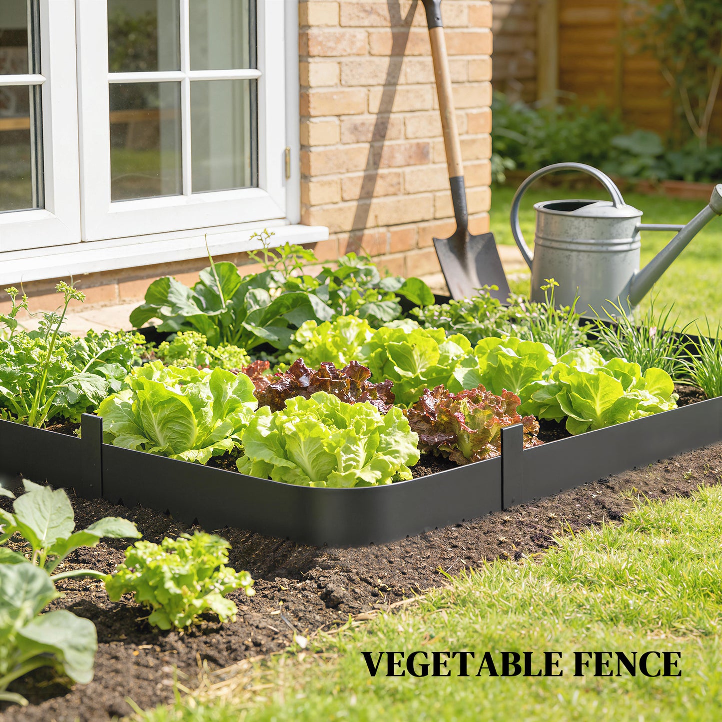 Outsunny 5Pcs Garden Fence Set Metal Picket Fence Panels 115x15cm Black Weatherproof