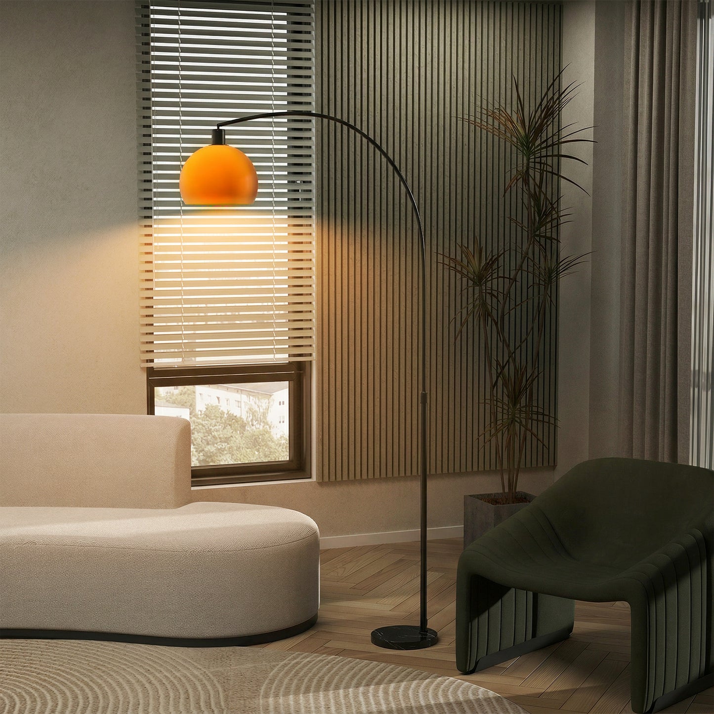 HOMCOM Modern Floor Lamp for Living Room Bedroom and Office with Shade and Foot Switch Marble Base Black