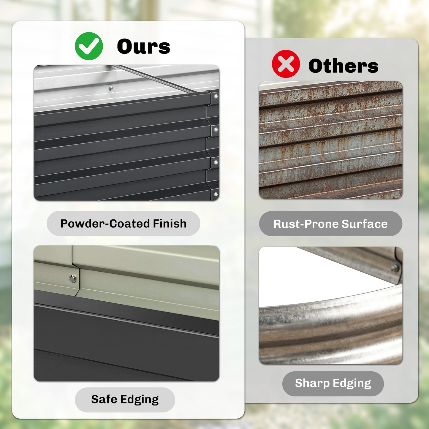 Outsunny Set Of 2 Galvanized Raised Garden Beds For Herbs And Vegetables Outdoor Planters For Patio Balcony Grey