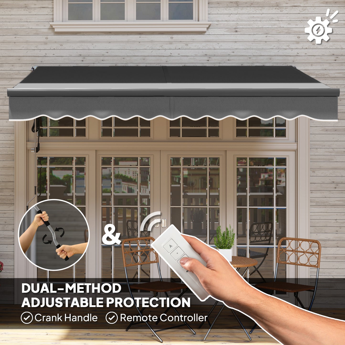 Outsunny 3 X 2.5m Electric Retractable Awning With Remote Control Aluminium Frame UV30 Sun Shade Canopy For Patio