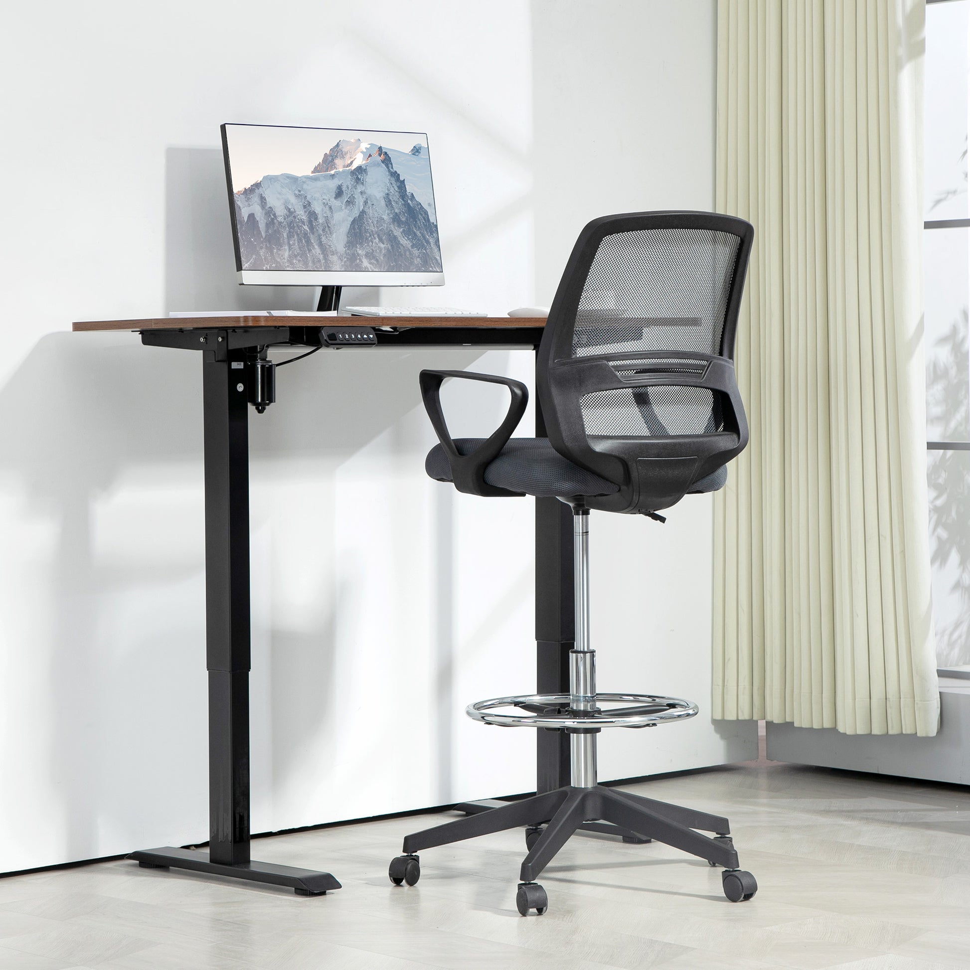 Vinsetto Adjustable Height Ergonomic Drafting Chair with Mesh Back in Grey - ALL4U RETAILER LTD