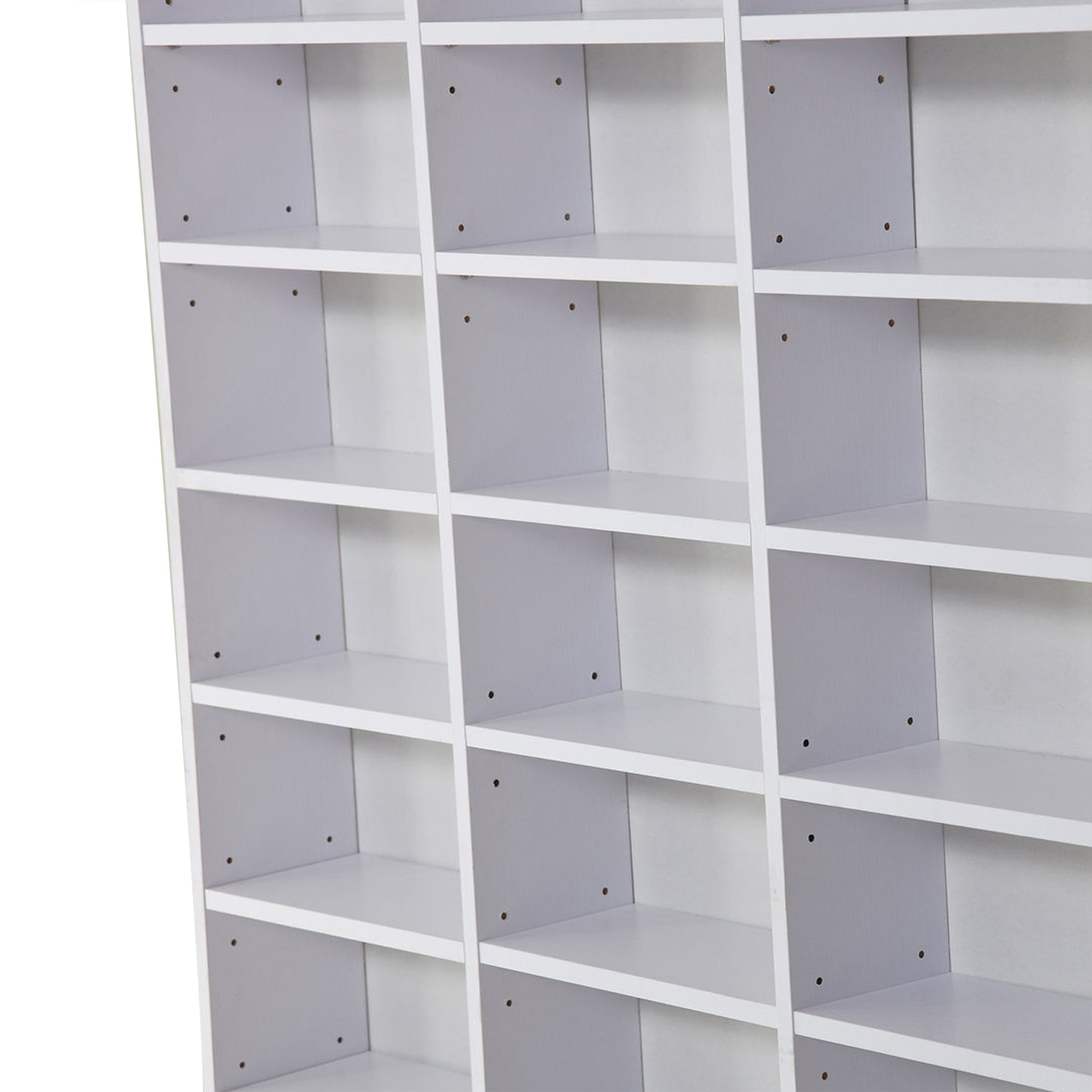 HOMCOM Height-Adjustable Media Storage Shelf for 1116 CDs, DVDs, and Books - White, 195 cm Tall - ALL4U RETAILER LTD