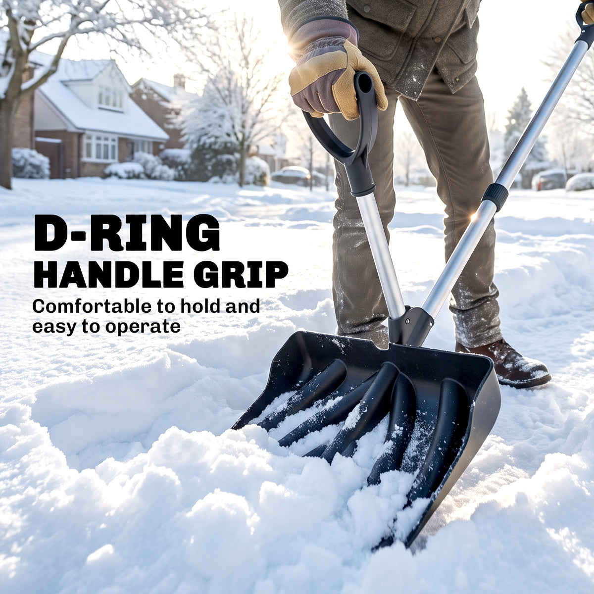 Outsunny Heavy Duty Snow Shovel With Assist Handle And 45Cm Wide Blade