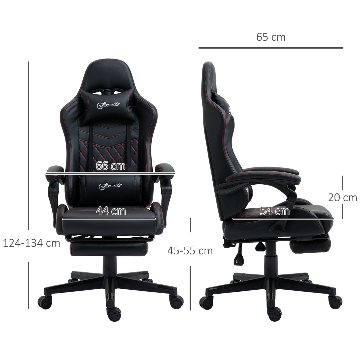 Vinsetto Racing Gaming Chair with Swivel Wheel and Footrest - ALL4U RETAILER LTD