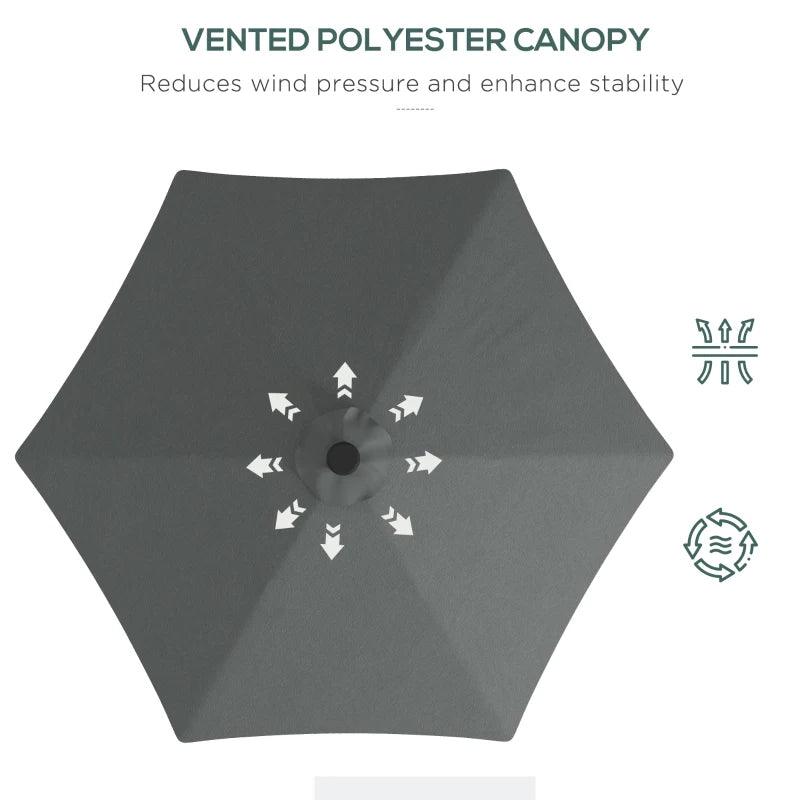 Outsunny 3m Garden Cantilever Umbrella with Solar LED, Cross Base, and Waterproof Cover - Dark Grey Patio Parasol - ALL4U RETAILER LTD