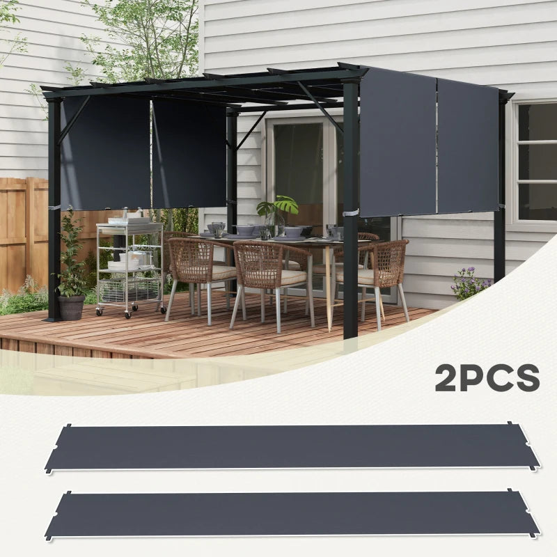 Outsunny 2-Pack Dark Grey Pergola Replacement Canopy with UV Protection - Easy-to-Install Shade Cover for 3m x 3m Pergola - ALL4U RETAILER LTD