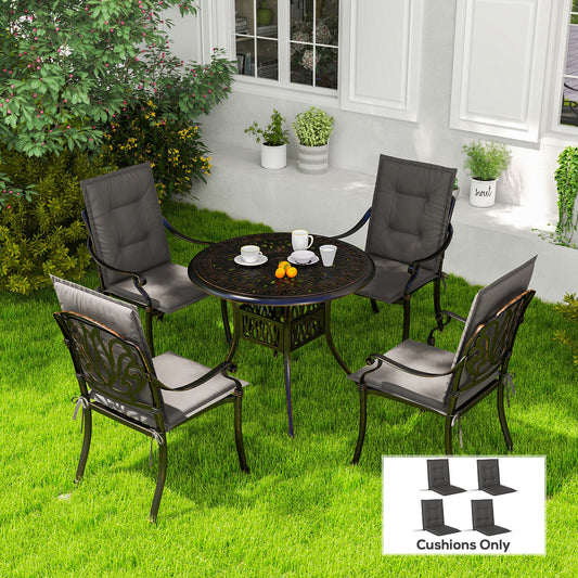 Outsunny Charcoal Grey Padded Garden Seat Cushions Set Of Four With Tufted Back And Tie Fastenings