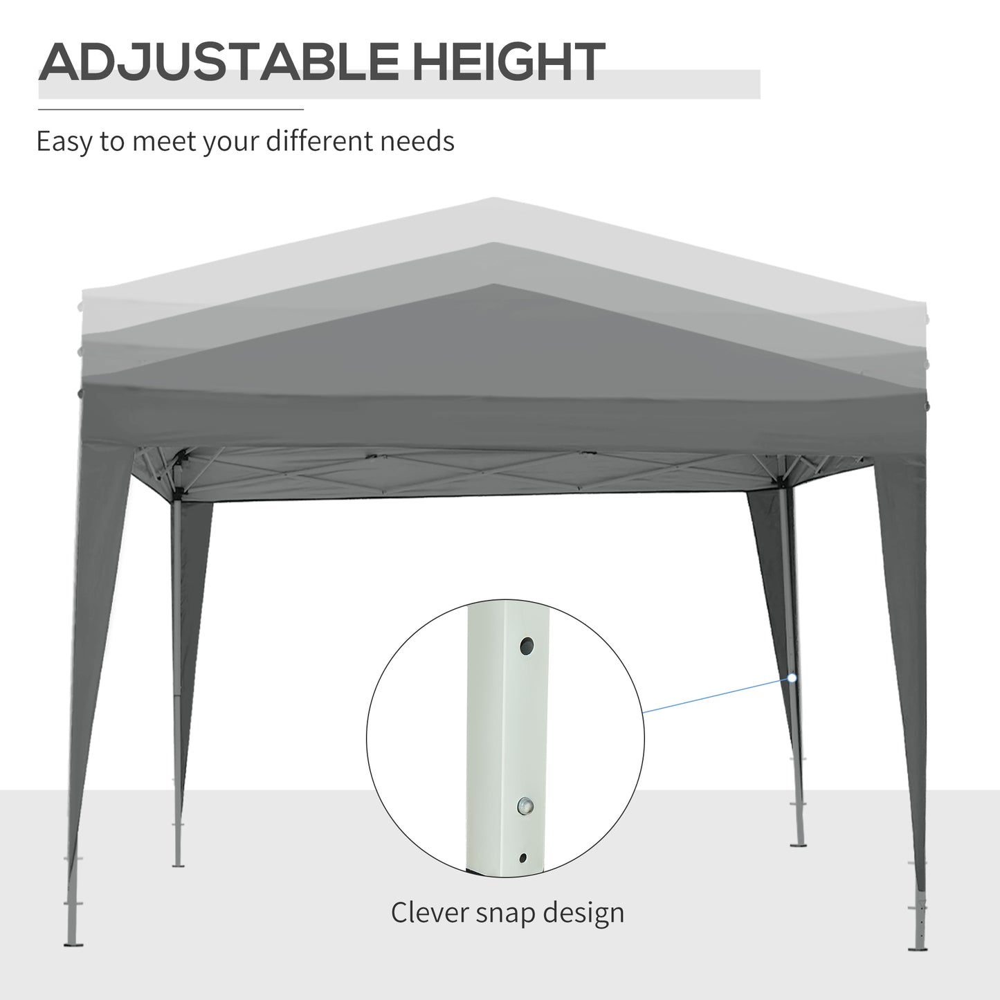 Outsunny 3x3m Waterproof Pop-Up Canopy Tent with Carry Bag and Windows for Events, Grey - ALL4U RETAILER LTD